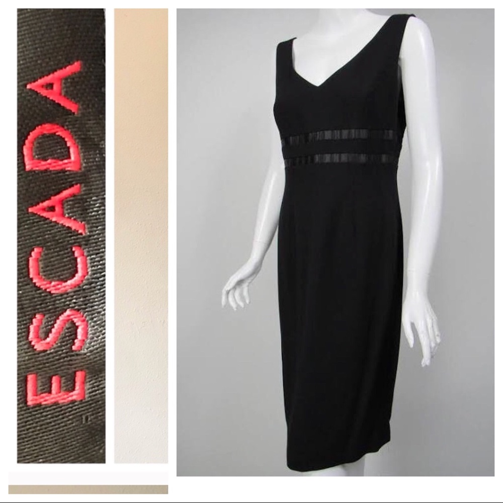 ESCADA Elegant Black Wool Dress Size 40/US10 NWOT
